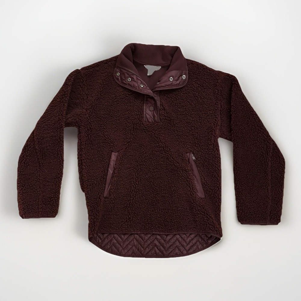 Athleta SherpaPullover Sweatshirt Spiced Cabernet Gorpcore Womens SZ XS